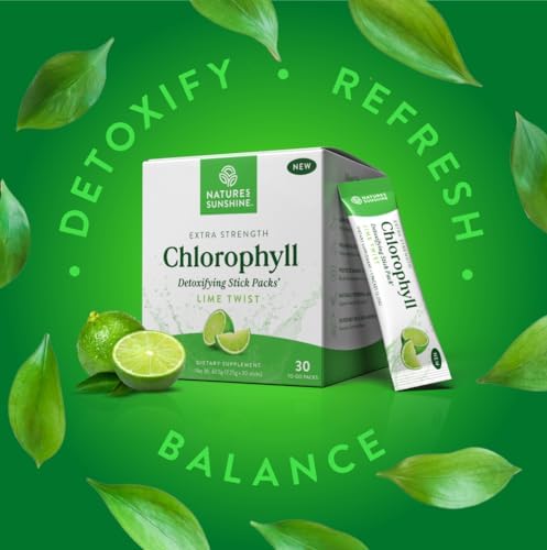 Nature's Sunshine Lymphatic Drainage & Chlorophyll Stick Packs (Lime Flavor) Bundle | Lymphatic, Detox & Immune Support | Liquid Drops + Drink Mix | Cleanse, Energize & Support Overall Wellness