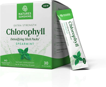 Nature's Sunshine Chlorophyll Stick Packs: Supercharge Your Detox and Boost Gut Health in Convenient, Delicious Stick Packs (Crisp Apple)